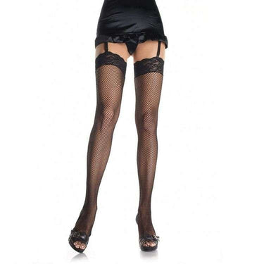 Calze a Rete Plus con Top in Pizzo Elasticizzato Nero